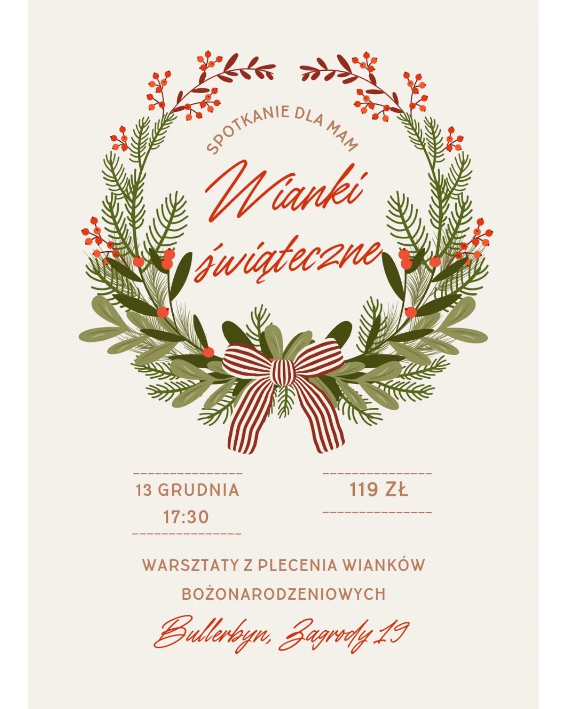 Spotkanie dla mam, wianki świąteczne